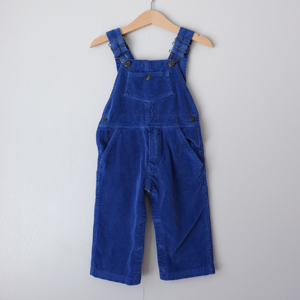 Vintage Mine Alone Blue Corduroy Cotton Bib Overalls 2T